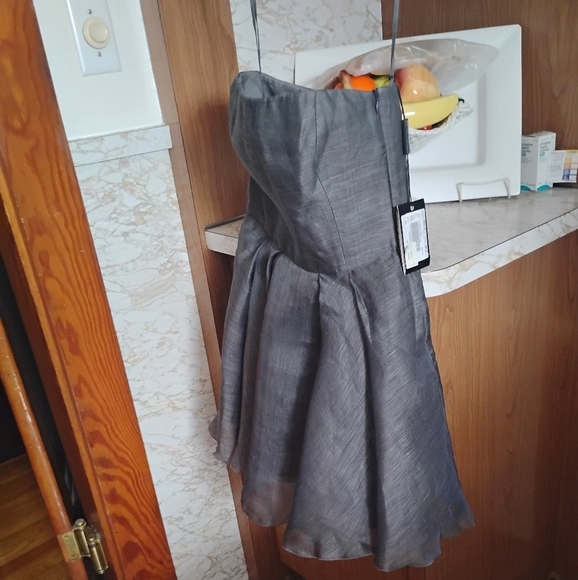 🆕 Emporio Armani Gray Linen Convertible Dress with Strap, Taglia 40, Size 8 - Picture 4 of 13